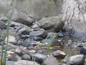 The rock face you need to traverse when hiking the Werribee Gorge.