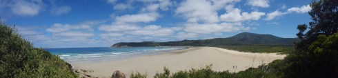 Looking out over Norman Beach, Wilsons Promontory towards Norman Point and Little Oberon Bay.